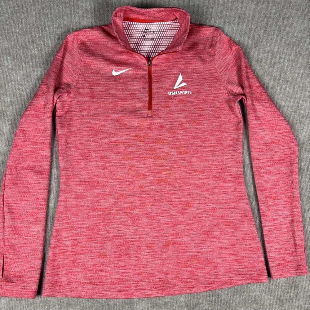 Nike Dri-FIT Womens Quarter Zip Pullover Large Red BSN Sports‎ Long Sleeve Top